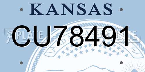 CU78491 Kansas License Plate