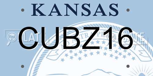 CUBZ16 Kansas License Plate