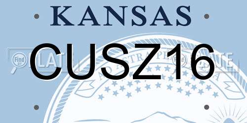 CUSZ16 Kansas License Plate