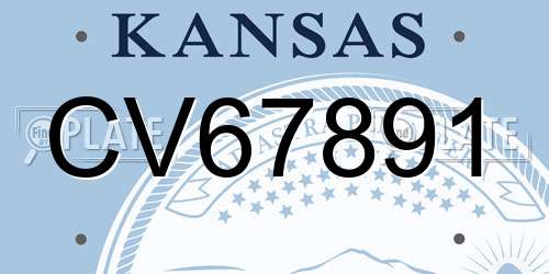 CV67891 Kansas License Plate