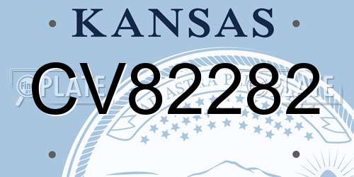 CV82282 Kansas License Plate
