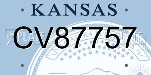 CV87757 Kansas License Plate