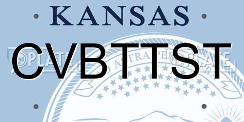 CVBTTST Kansas License Plate