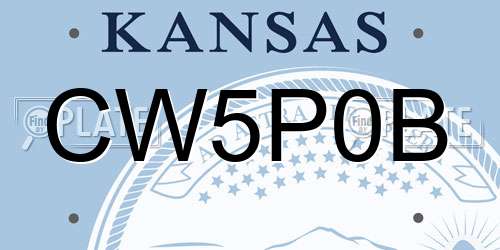 CW5P0B Kansas License Plate