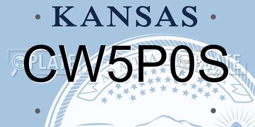 CW5P0S Kansas License Plate