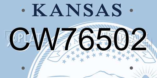 CW76502 Kansas License Plate