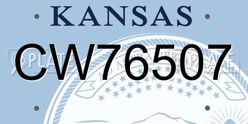 CW76507 Kansas License Plate