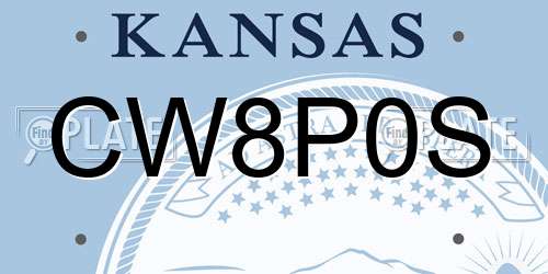 CW8P0S Kansas License Plate