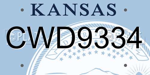 CWD9334 Kansas License Plate