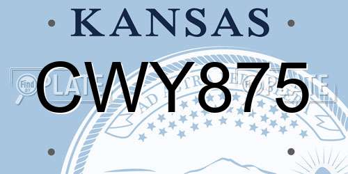 CWY875 Kansas License Plate