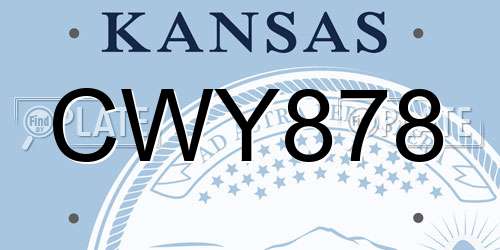CWY878 Kansas License Plate