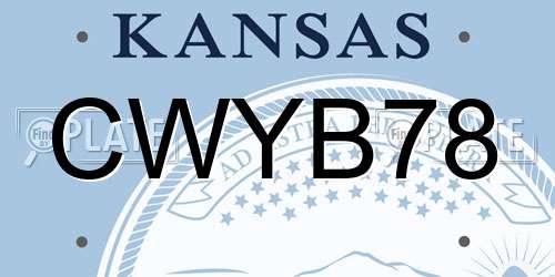 CWYB78 Kansas License Plate