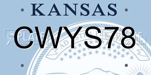 CWYS78 Kansas License Plate