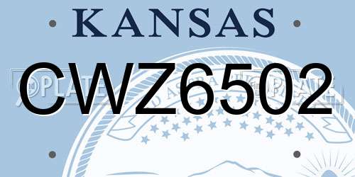 CWZ6502 Kansas License Plate