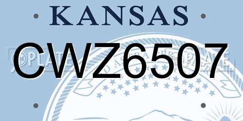 CWZ6507 Kansas License Plate