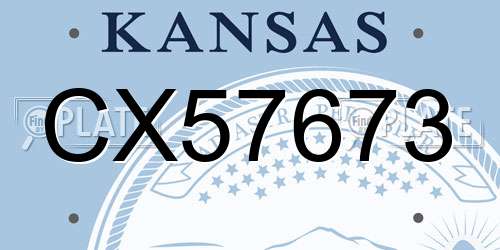 CX57673 Kansas License Plate