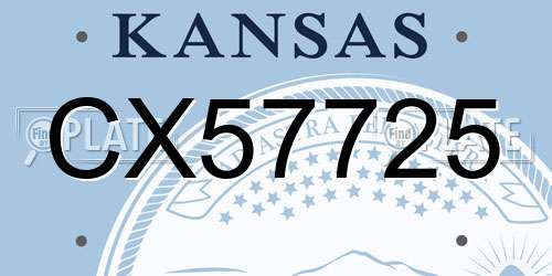 CX57725 Kansas License Plate