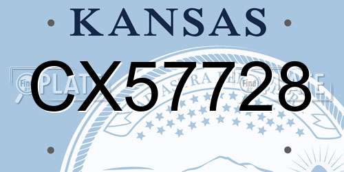 CX57728 Kansas License Plate