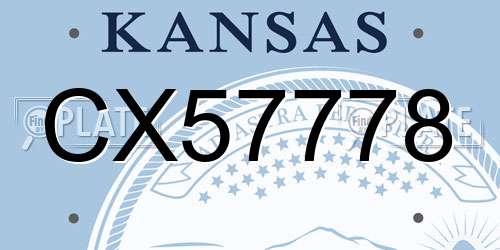 CX57778 Kansas License Plate