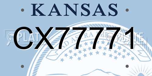 CX77771 Kansas License Plate