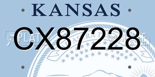CX87228 Kansas License Plate
