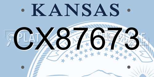 CX87673 Kansas License Plate