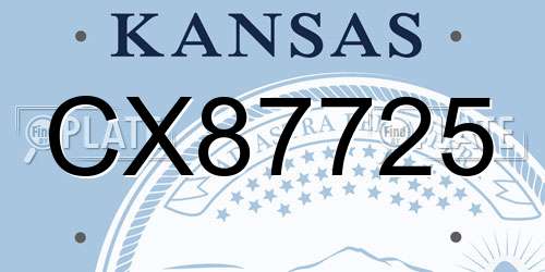 CX87725 Kansas License Plate