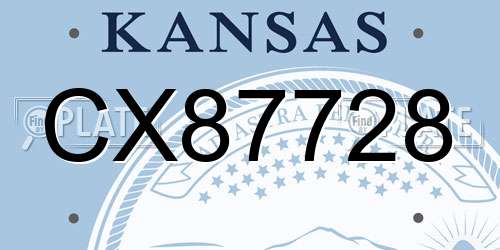 CX87728 Kansas License Plate