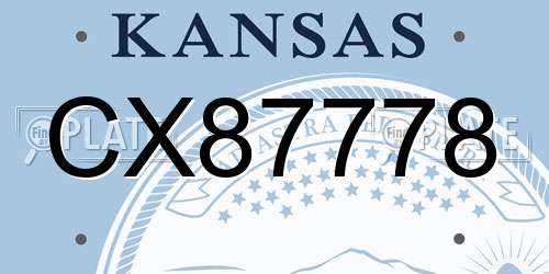 CX87778 Kansas License Plate