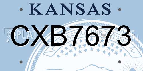 CXB7673 Kansas License Plate