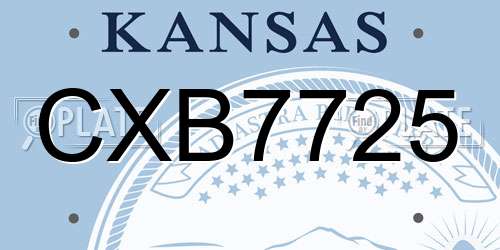 CXB7725 Kansas License Plate