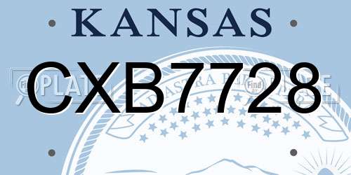 CXB7728 Kansas License Plate