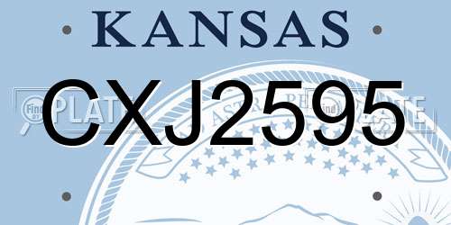 CXJ2595 Kansas License Plate