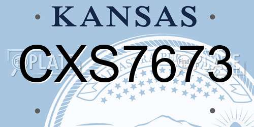 CXS7673 Kansas License Plate