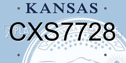 CXS7728 Kansas License Plate