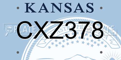 CXZ378 Kansas License Plate
