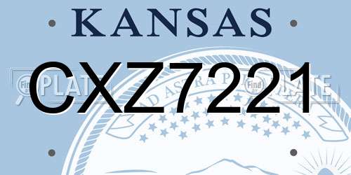 CXZ7221 Kansas License Plate