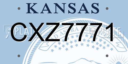 CXZ7771 Kansas License Plate
