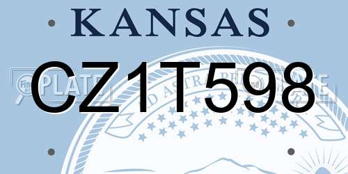 CZ1T598 Kansas License Plate