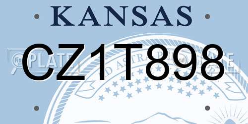 CZ1T898 Kansas License Plate