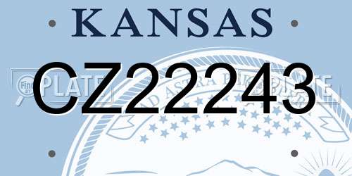 CZ22243 Kansas License Plate