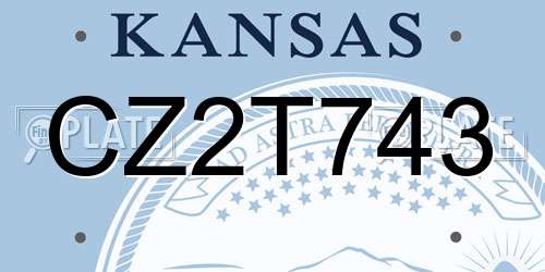 CZ2T743 Kansas License Plate