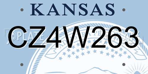 CZ4W263 Kansas License Plate