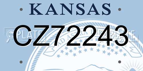 CZ72243 Kansas License Plate