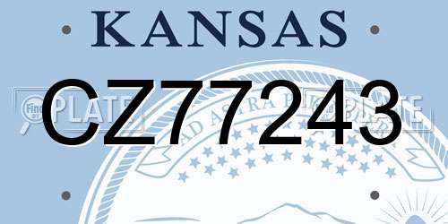 CZ77243 Kansas License Plate