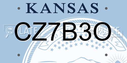 CZ7B3O Kansas License Plate
