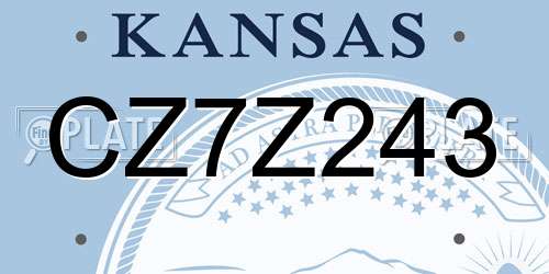 CZ7Z243 Kansas License Plate