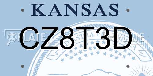 CZ8T3D Kansas License Plate