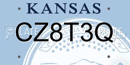 CZ8T3Q Kansas License Plate