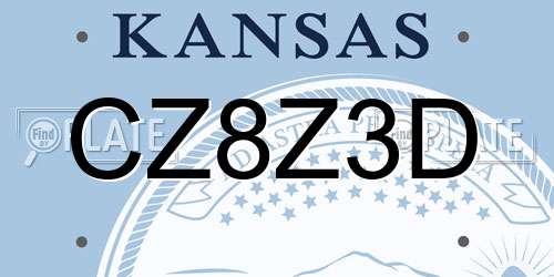 CZ8Z3D Kansas License Plate